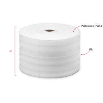 Poly Foam 1/8" x 48" x 550', Slit 24", Perf 12"