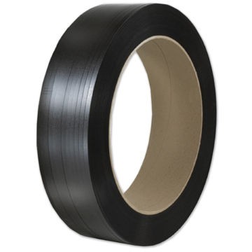 Polyester Strapping, 5/8" x 4600 ft/coil, 16" x 6" coil, Black, 900 lb Break Strength, 1 coil/case