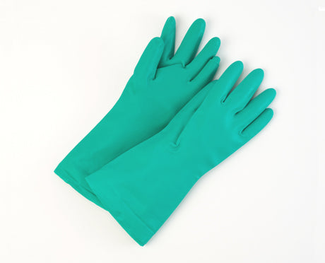 Green Flock Lined Nitrile Gloves